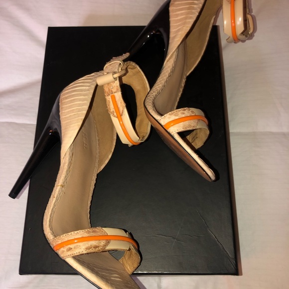 L.A.M.B. Jazmyn Ankle-Strap Sandal — Worn once inside, extra heel enforcements. - Picture 2 of 3
